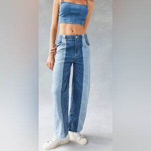 BDG HIGH AND WIDE COLOR BLOCK JEANS